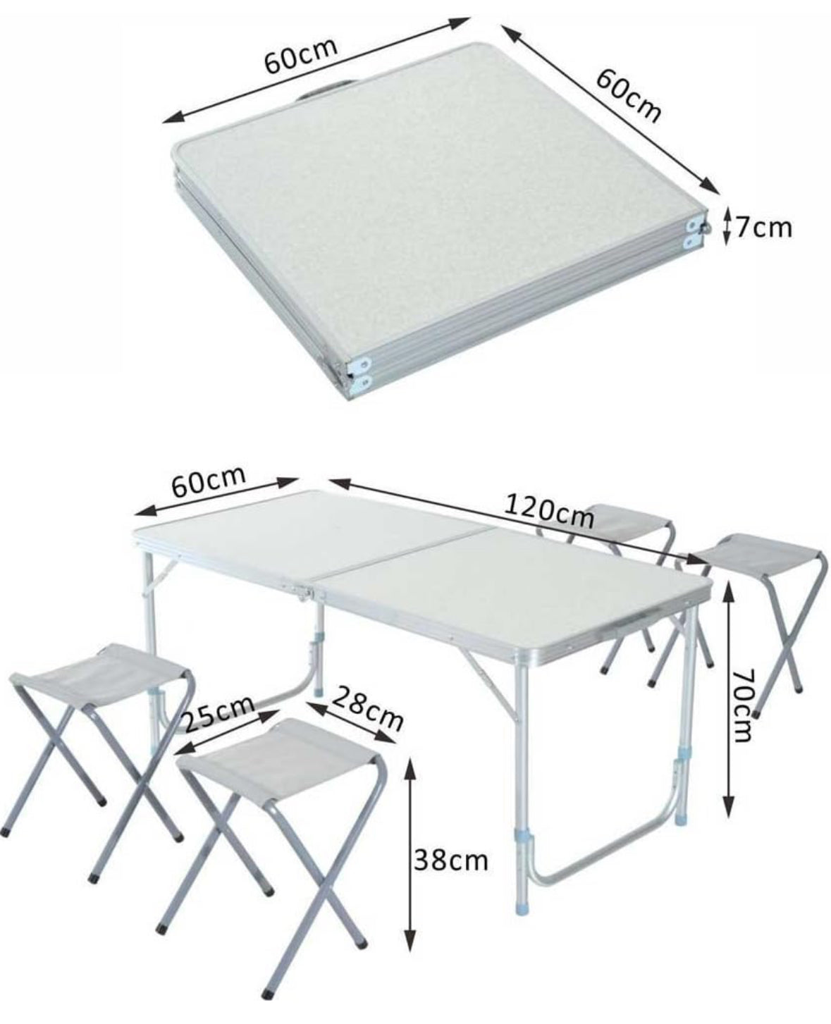 Tavolo Pieghevole 120x60x70 cm valigetta salvaspazio con 4 sedie incluse | BeSmart™