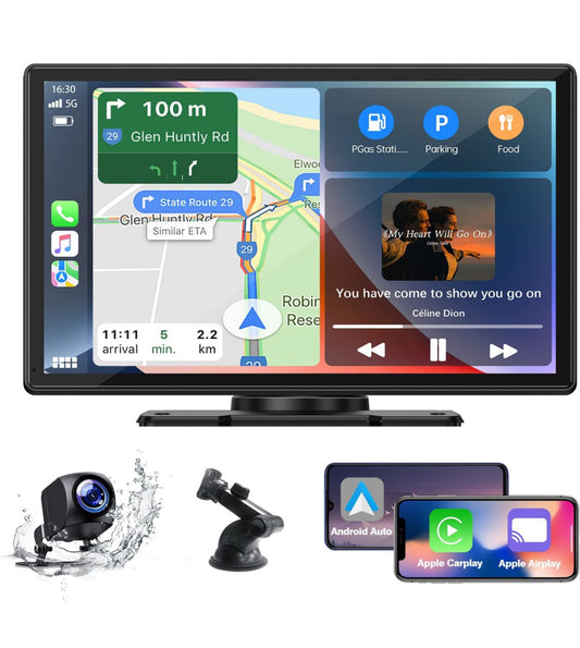 Autoradio portatile bluetooth carplay Android/Apple 9,8 pollici con telecamera posteriore | BeSmart™